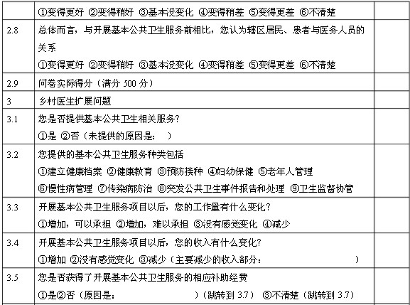 國家基本公共衛(wèi)生服務項目基層醫(yī)務人員調(diào)查問卷