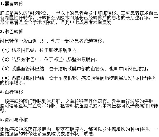 結(jié)腸癌有哪些轉(zhuǎn)移途徑？