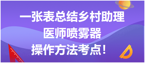 一張表總結(jié)鄉(xiāng)村助理醫(yī)師技能噴霧器操作方法考點(diǎn)！